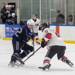 The Mission City Outlaws advanced past the Port Moody Panthers in five games during the opening round of PJHL playoff action. (Photo Courtesy of Purple Poppy Photography)